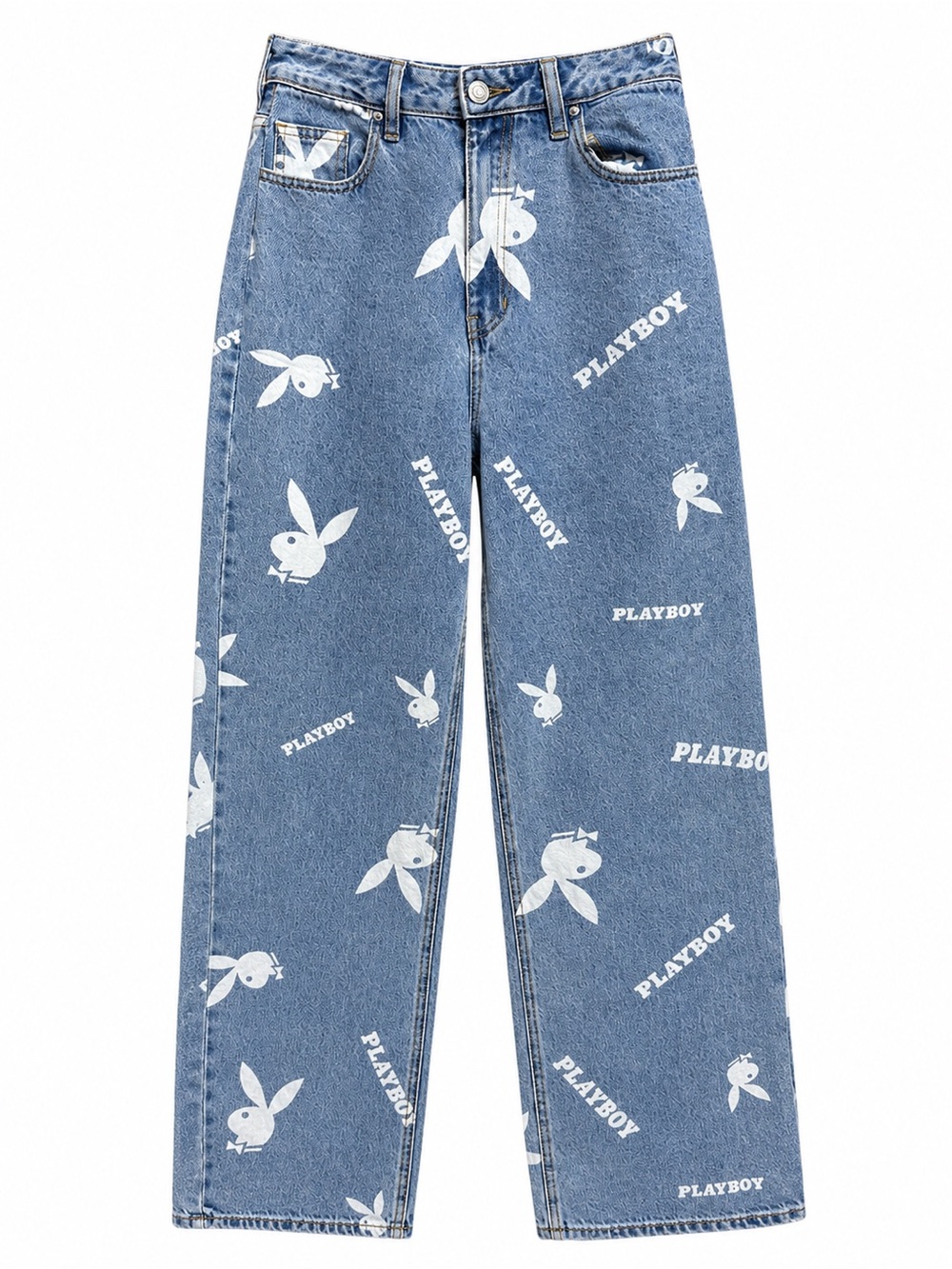 Playboy x PacSun Allover Bunny Logo Straight Jeans Size 28x32
